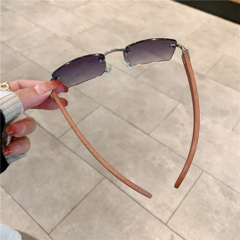 Rimless Rectangle Sunglasses UV400 Frameless Gradient Shades Frameless Sunglasses Axl
