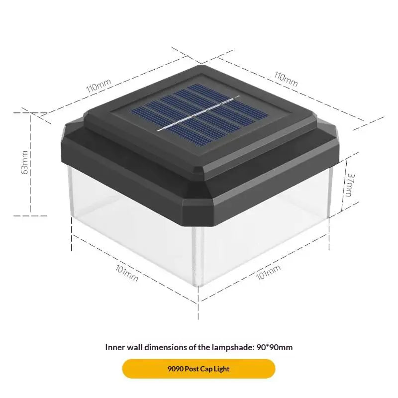 Solar LED Fence Post Cap Light IP65 Waterproof – Warm White Solar Fence Light Axl 9X9cm
