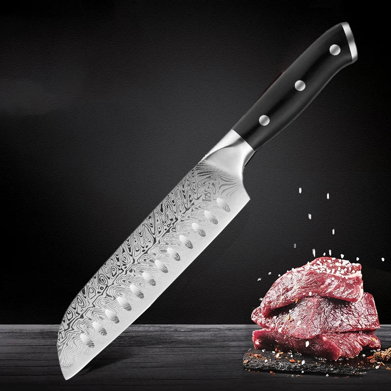 Damascus Steel Santoku Knife – Sharp Japanese Kitchen Cleaver Damascus Kitchen Knife Axl Kitchen knife