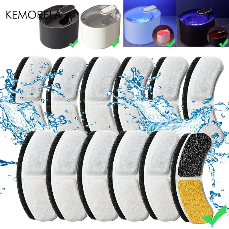 KEMORELA Cat Fountain Activated Carbon Filter Replacements 6/12pk Pet Fountain Filter Axl