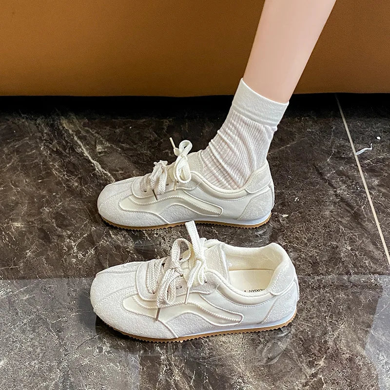 Women's Retro Patchwork Suede Sneakers – Casual Flat Shoes Casual Flat Sneakers Axl