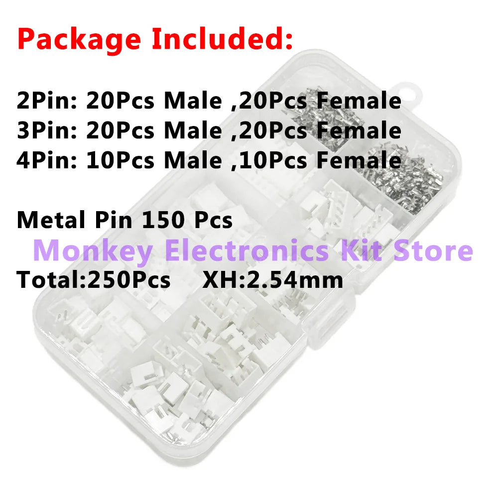 250 PCS JST PH 2.0mm & XH 2.54mm Connector Kit – Wire Terminals Wire Connector Kit Axl
