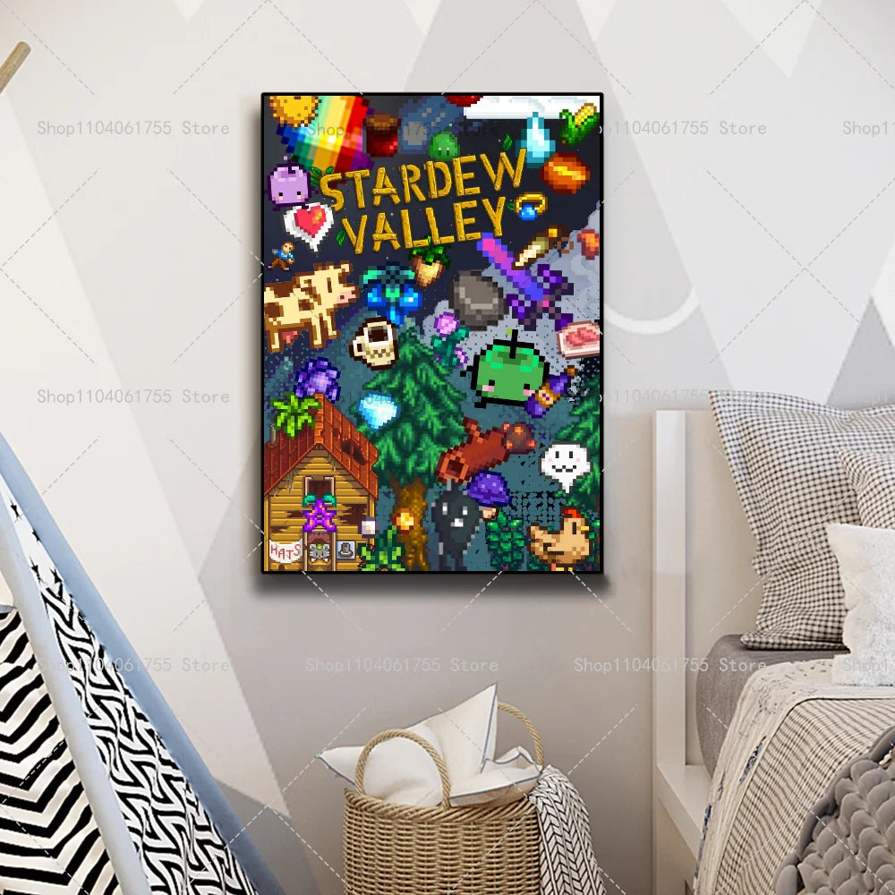 Stardew Valley Game Poster – Self-Adhesive Waterproof Wall Art Wall Art Poster Axl