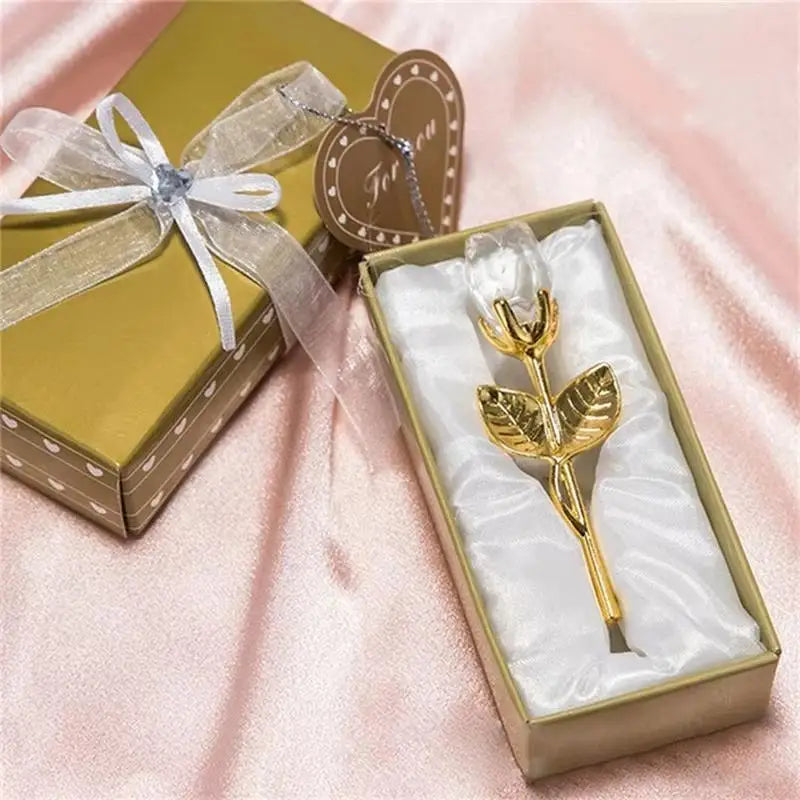 Mini Crystal Rose Artificial Flower – Elegant Home Decor Gift Crystal Flower Ornament Axl Gold A