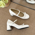 Butterfly-Knot Mary Jane Pumps | Women's Lolita Square Heels Mary Jane Pumps Axl Beige 36