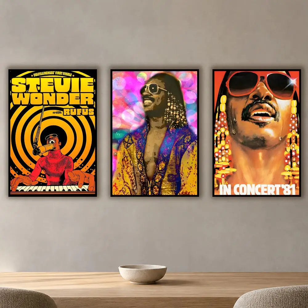 Stevie Wonder HD Waterproof Wall Poster PVC Sticker | Music Décor Wall Poster Sticker Axl
