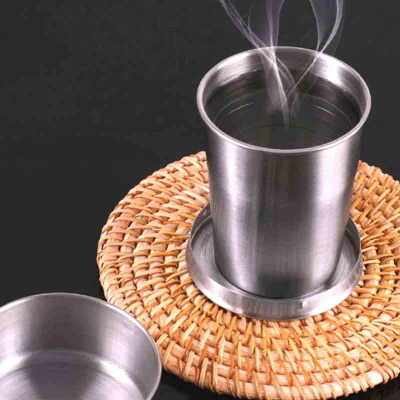 Stainless Steel Folding Cup with Keychain | Collapsible Travel Cup Collapsible Travel Cup Axl