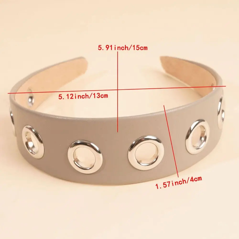 Punk PU Leather Headband | Metal Grommet Steampunk Hair Wrap Punk Hair Headband Axl