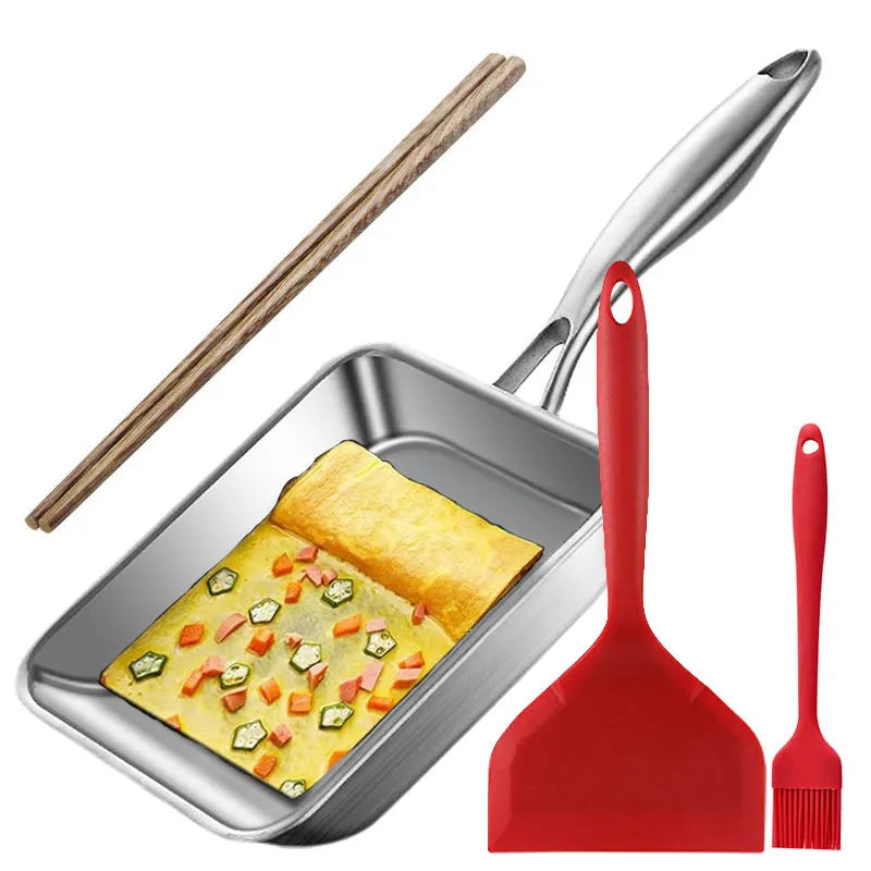 Nonstick Tamagoyaki Pan – 3-Ply Stainless Steel Egg Skillet Omelette Pan Axl