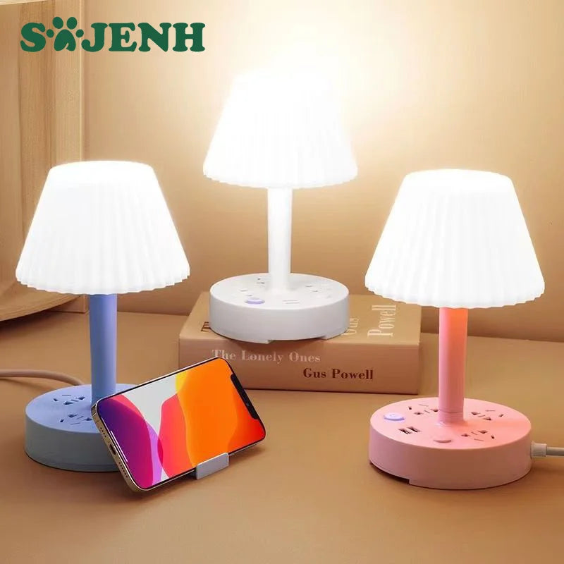 Desk Lamp with 3 AC Outlets, Dual USB Ports & Phone Holder Desk Lamp Axl