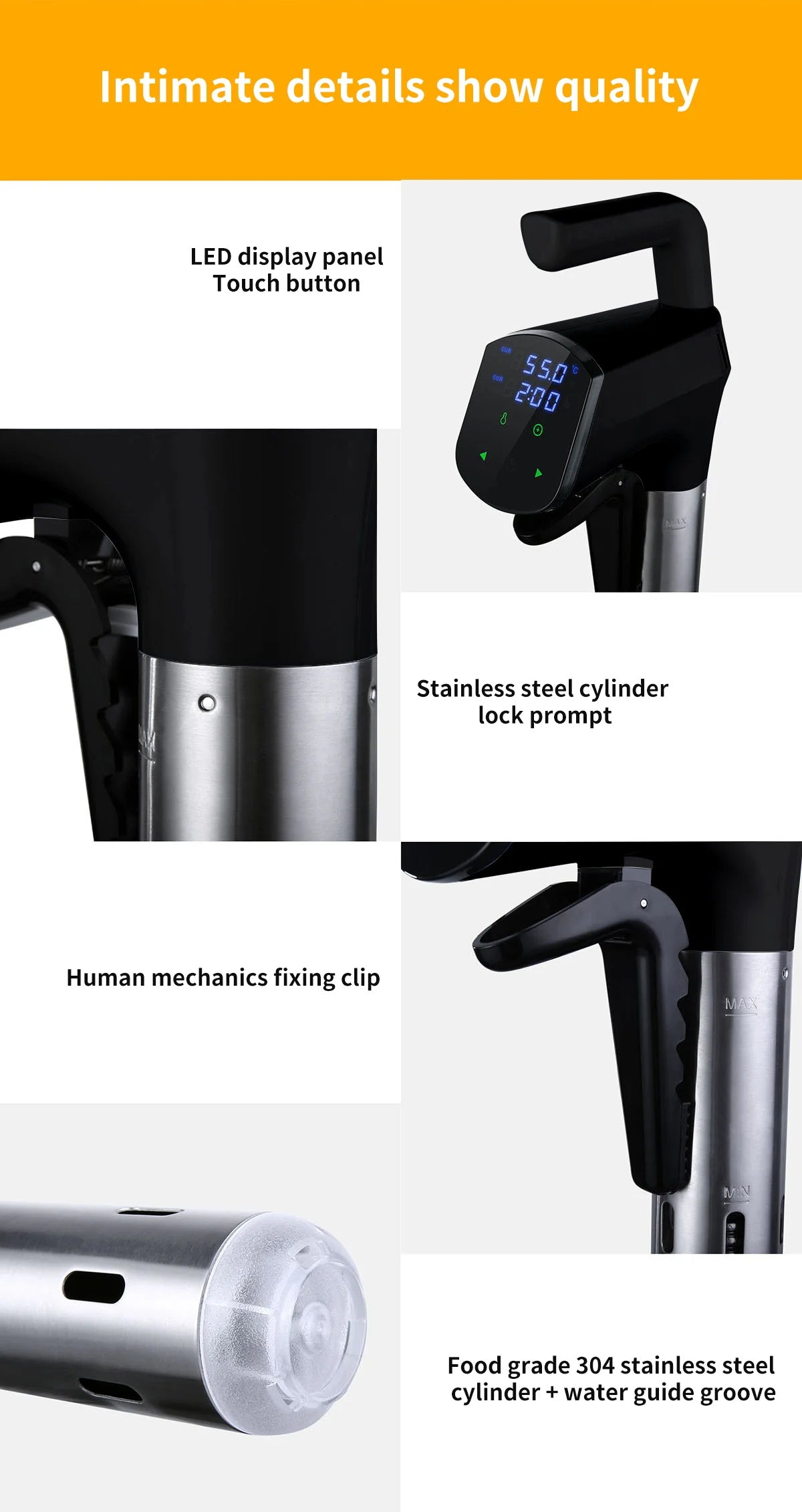 BALASHOV 1100W Sous Vide Immersion Circulator – LCD Touch IPX7 Sous Vide Circulator Axl