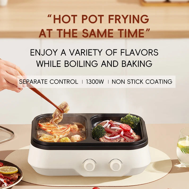BALASHOV 2-in-1 Electric Hot Pot Grill Cooker – Non-Stick Electric Hot Pot Grill Axl