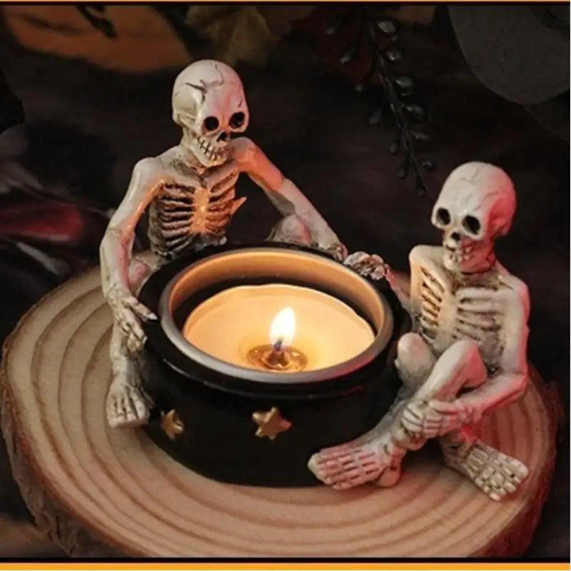 Halloween Skull Candle Holder – Resin Tea Light Cup Decor Skull Candle Holder Axl
