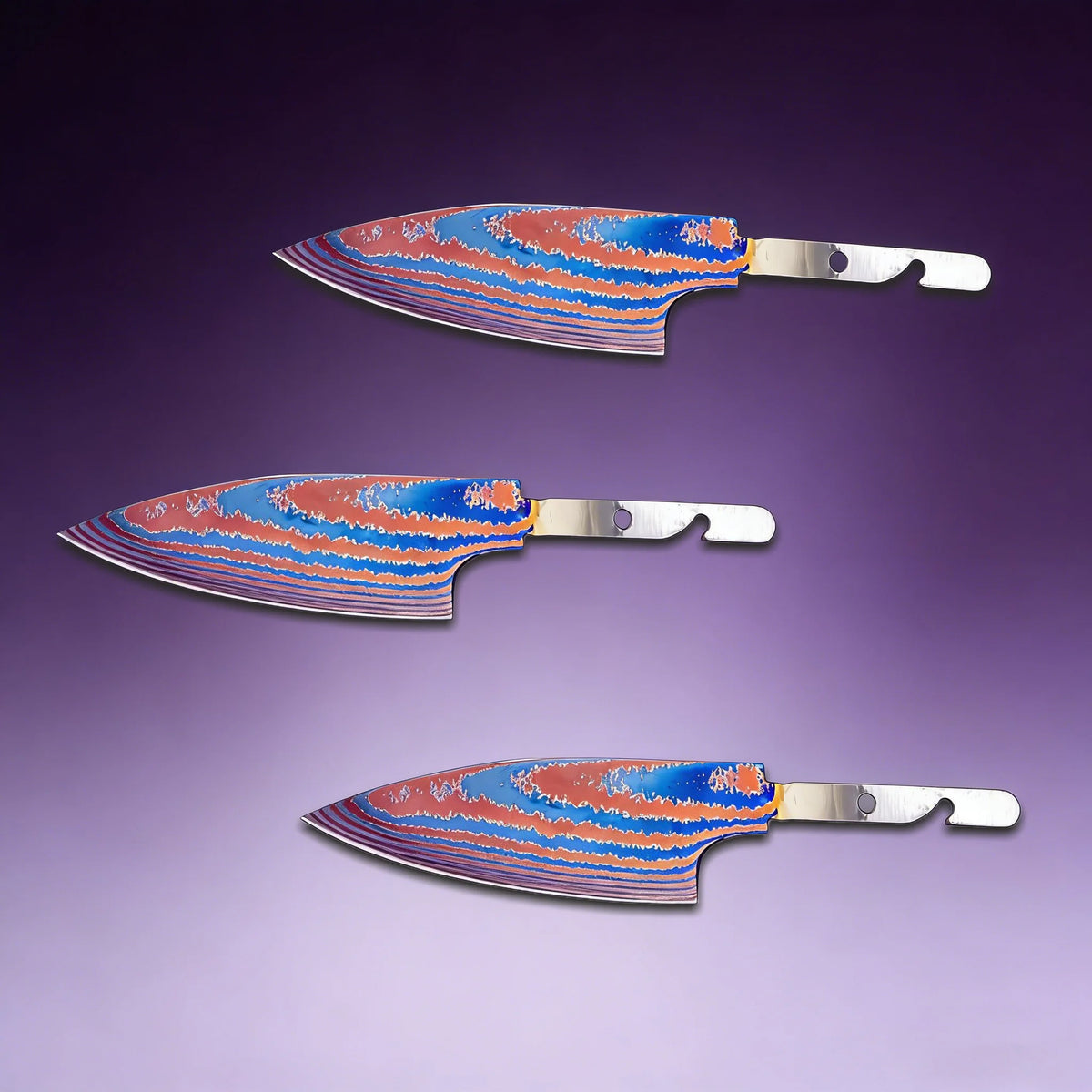 Damascus Titanium Fruit Knife Blades – DIY Replacement Set Knife Blade Set Axl Knife Blade-3PCS