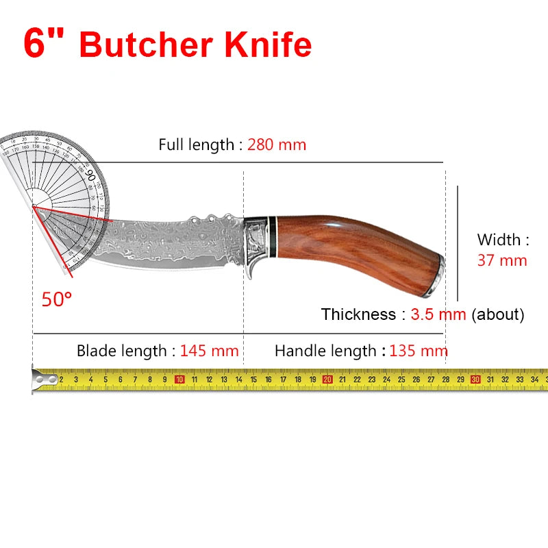 67-Layer Damascus Steel VG10 Boning Knife – Wood Handle Damascus Kitchen Knife Axl