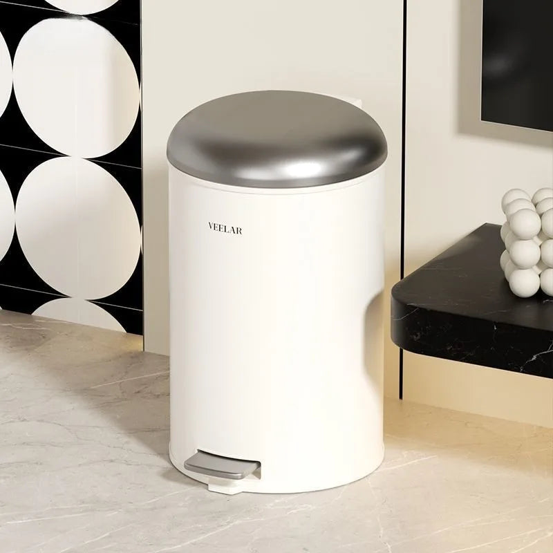 Pedal Trash Can with Lid – Round Metal Bin 10L & 15L Pedal Trash Can Axl