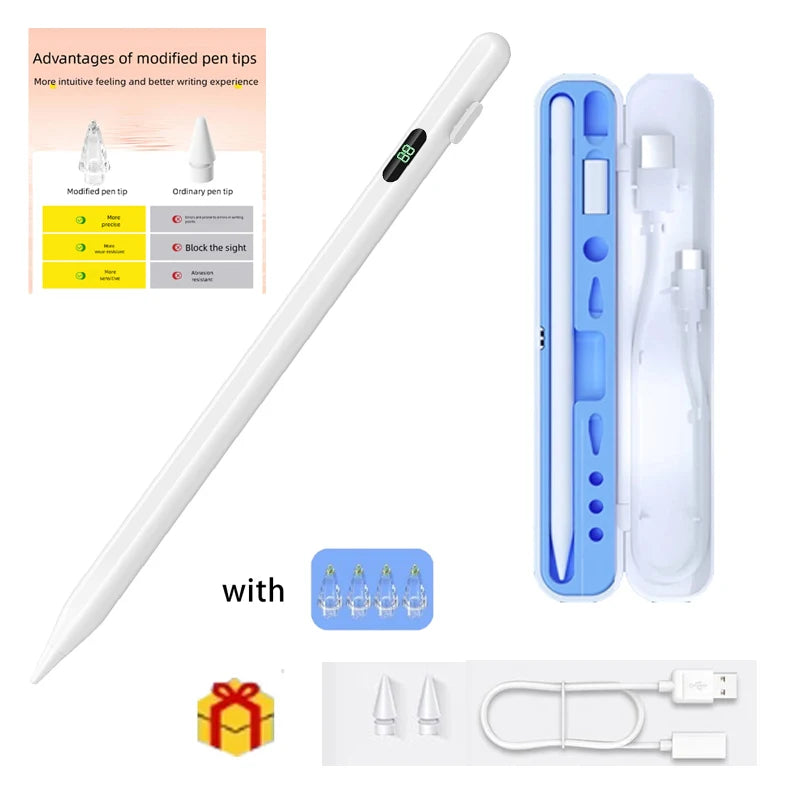 P+7 Stylus Pen for Apple iPad – Tilt, Palm Rejection & Battery Display iPad Stylus Pen Axl W 4tips box