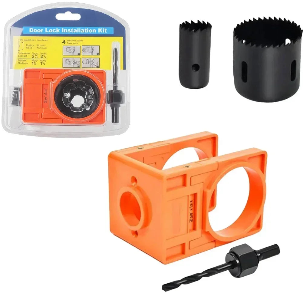 Door Lock Installation Kit – Adjustable Drill Guide & Hole Saw Door Lock Drill Kit Axl