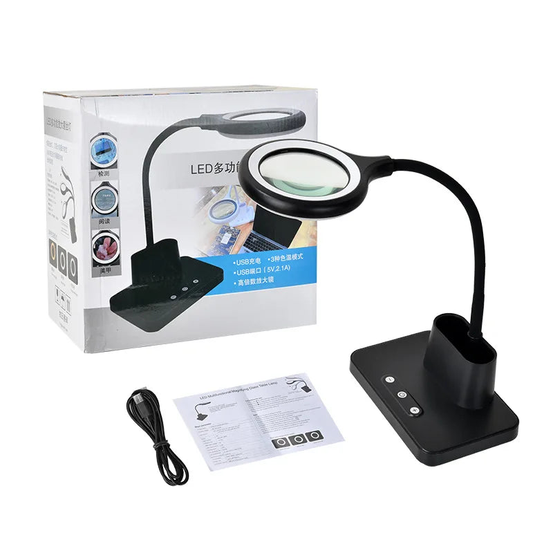 5X Magnifier Lamp 48 LED Desktop Folding Light – Welding & Detail Work Magnifier Lamp Axl