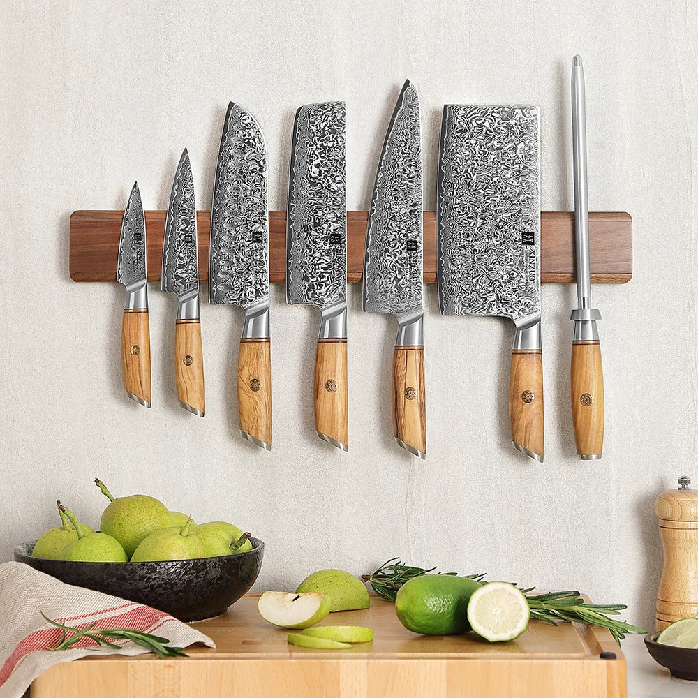 XINZUO 50CM Walnut Magnetic Knife Holder – Wall Mount Rack Magnetic Knife Rack Axl