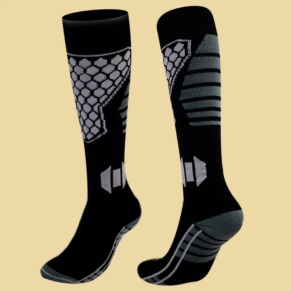 Thermal Ski Socks – Anti-Slip Moisture-Wicking Winter Sport Thermal Ski Socks Axl Black Grey