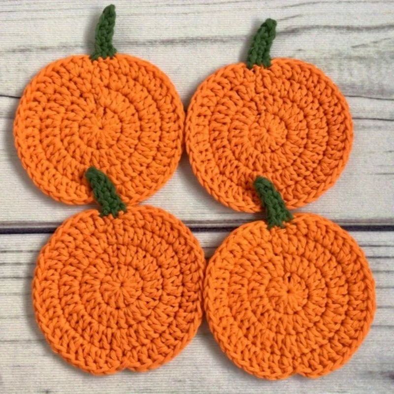 Handmade Crochet Coasters – Farmhouse Fabric Drink Pads Crochet Coaster Set Axl