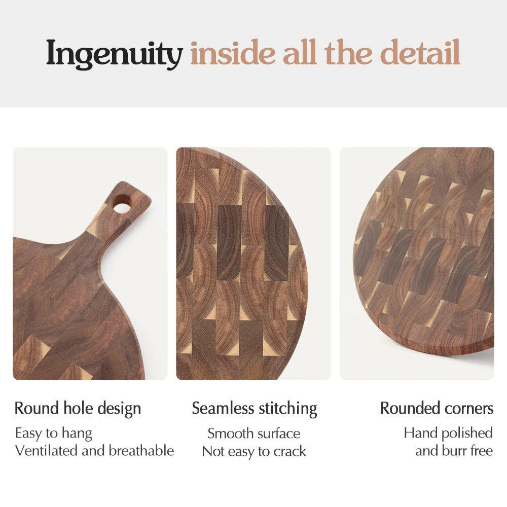 XINZUO Acacia End Grain Cutting Board 42.5x32cm | Heavy-Duty Wooden Cutting Board Axl