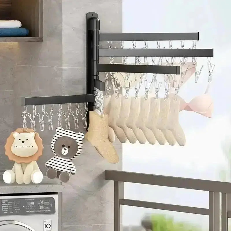 Folding Wall-Mounted Drying Rack – Punch-Free Multi-Use Folding Drying Rack Axl