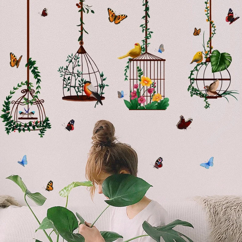 Butterfly Bird Cage Wall Stickers – Removable Home Decor Decals Wall Decal Stickers Axl