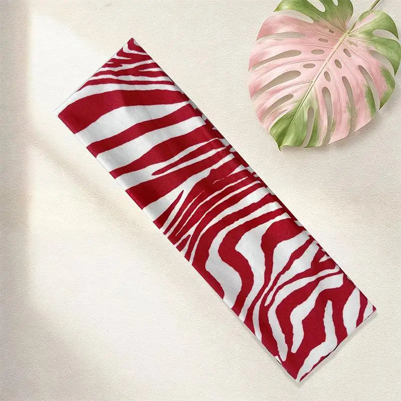 Women's Zebra Print Sports Hairband – Retro Animal Print Sports Hairband Axl red