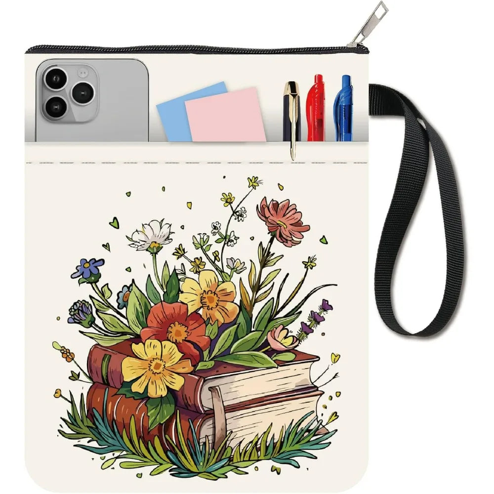 Floral Book Sleeve – Washable Cloth Cover with Zipper Pocket Book Sleeve Cover Axl