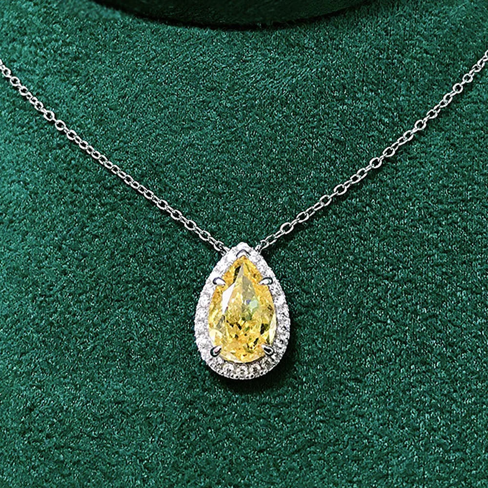Huitan Pink & Yellow CZ Pear Pendant Necklace for Women Pendant Necklace Axl XL752 42cm 5cm