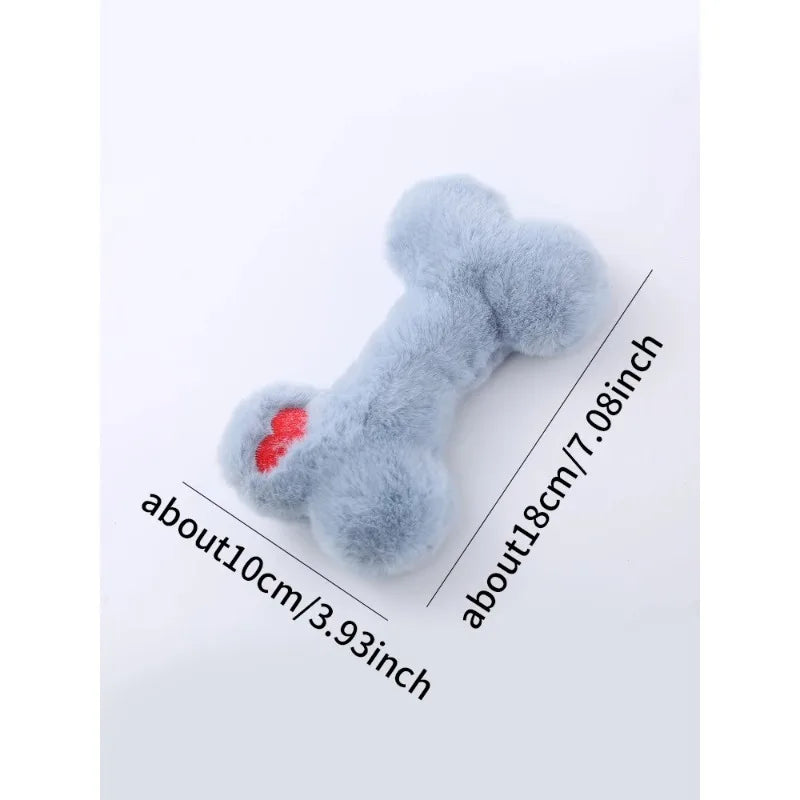Cute Love Bone Plush Squeaky Dog Toy – Bite-Resistant Plush Dog Toy Axl Gray XS（old）