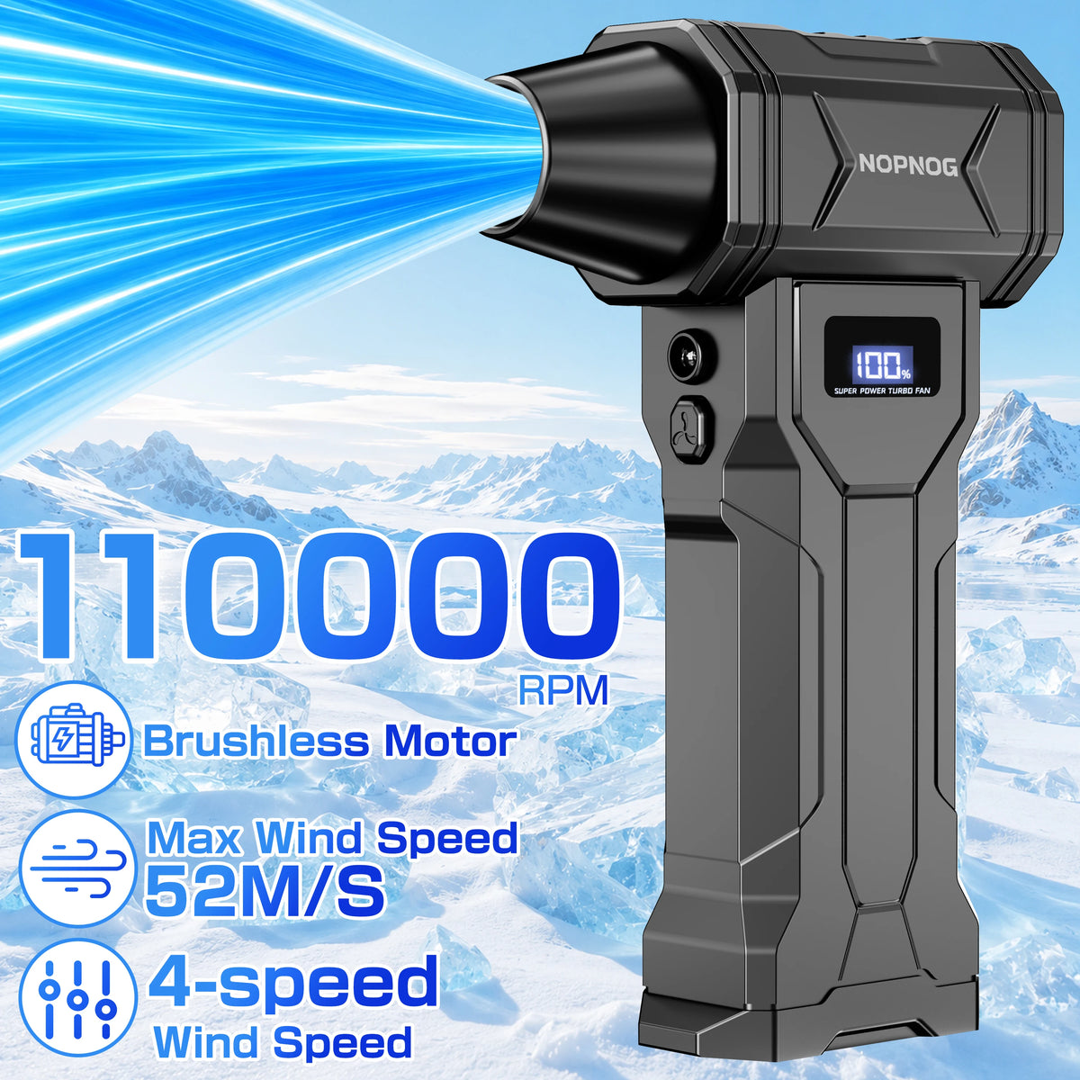 Portable Mini Turbo Fan Blower – 4-Speed Brushless Air Duster Turbo Fan Blower Axl