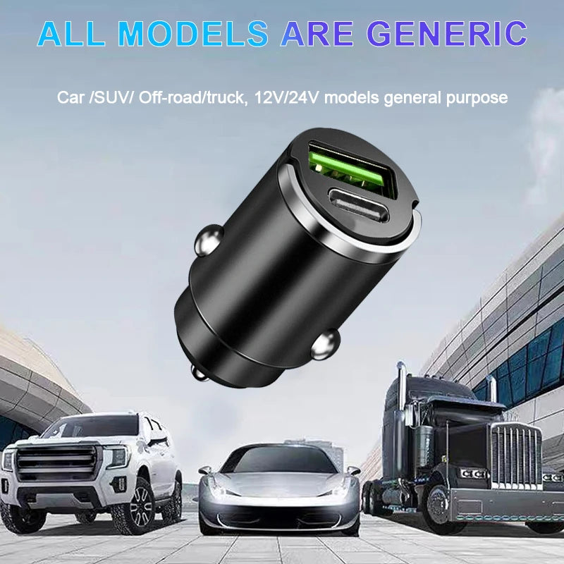 Mini 100W USB-C Car Charger – PD & QC Fast Charging Adapter Car Phone Charger Axl