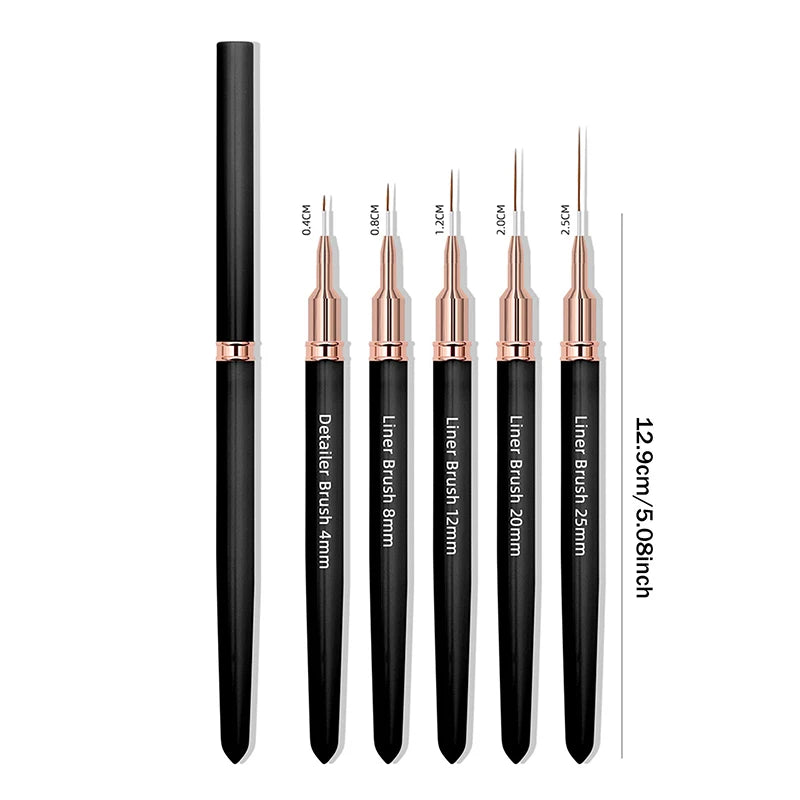 5-Piece Nail Art Liner Brush Set – Fine Detail Manicure Pens Nail Art Brushes Axl 1set