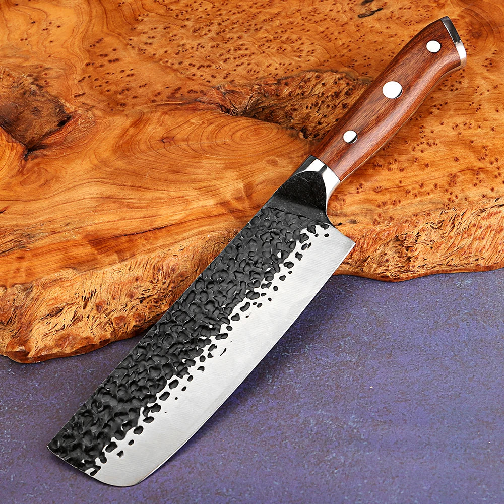 XITUO 7" Nakiri Knife – Japanese Vegetable Cleaver Pakkawood Nakiri Vegetable Knife Axl