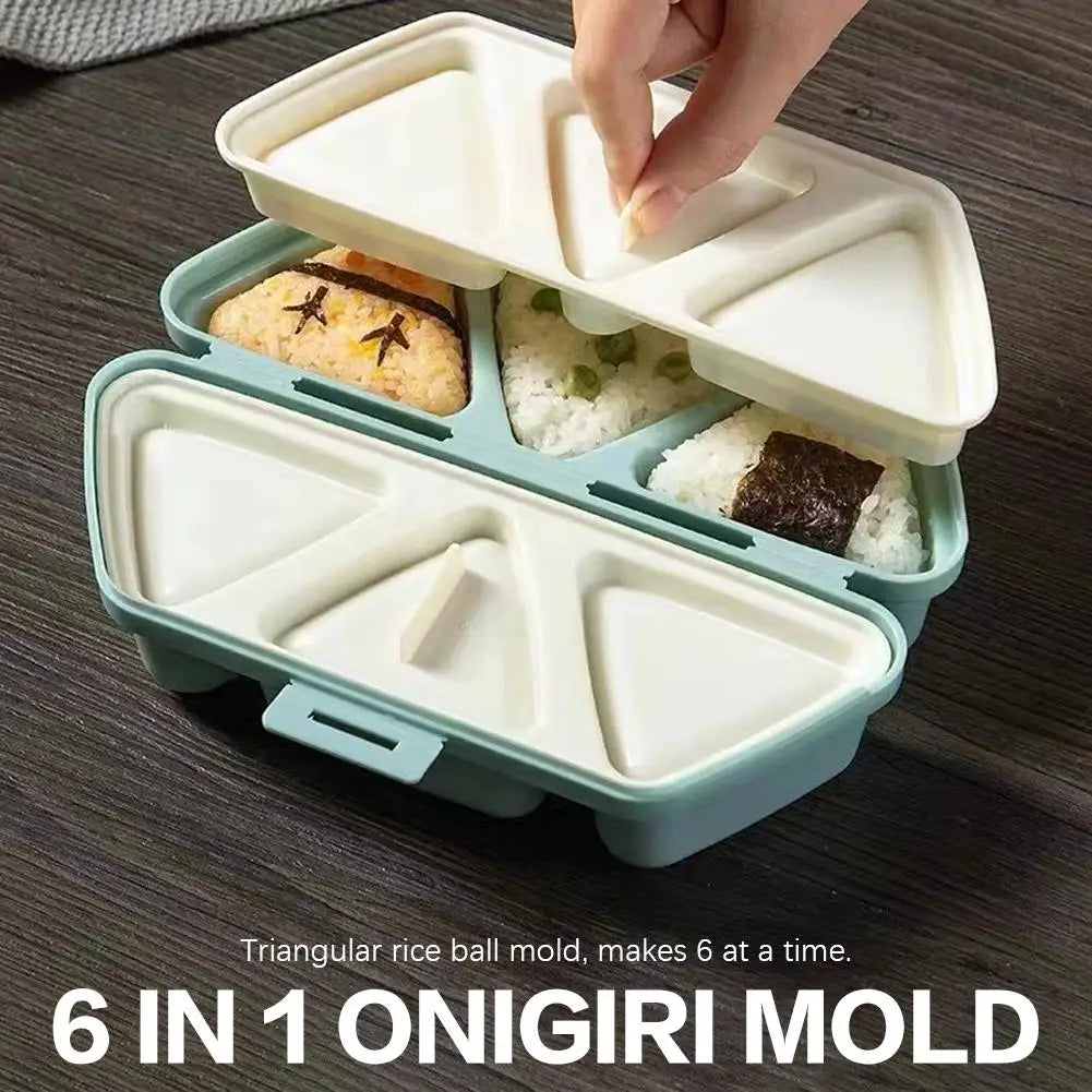 Triangle Onigiri Mold & Bento Box – 3-Grid Rice Ball Maker Onigiri Rice Mold Axl