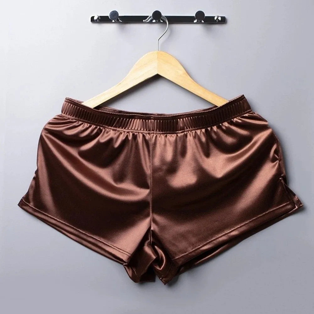 Ice Silk Satin Boxer Shorts – Loose Men's Sleep Underwear Men's Boxer Shorts Axl Coffee L