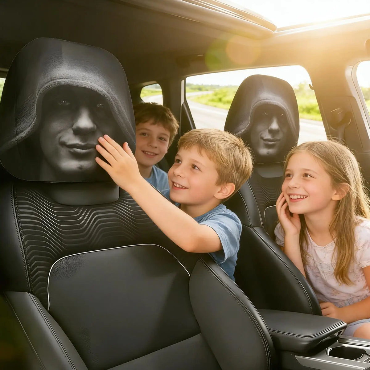 Dark Mysterious Figure Car Headrest Covers | Elastic Fit Car Headrest Cover Axl