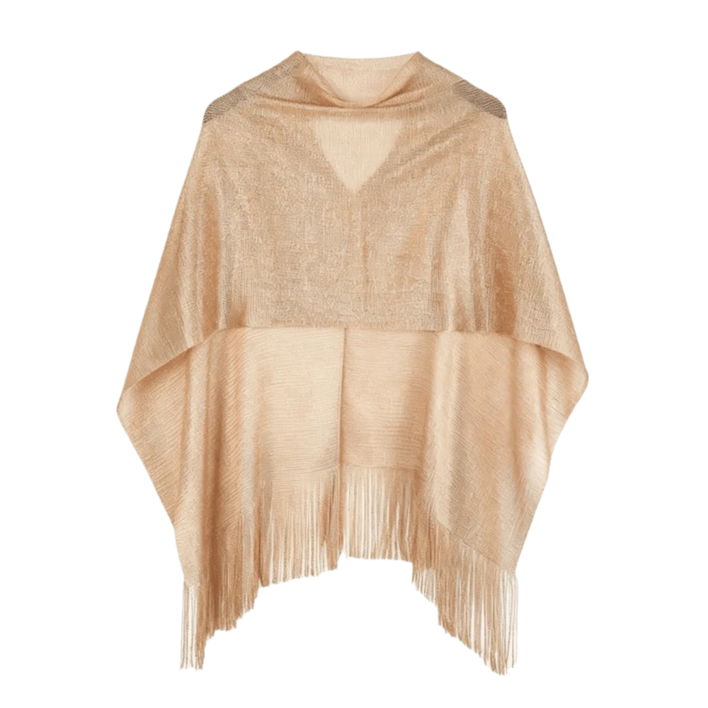 Sheer Beach Cover-Up Top – Lightweight Draped Gauze Swimwear Beach Cover-Up Axl Gold One Size