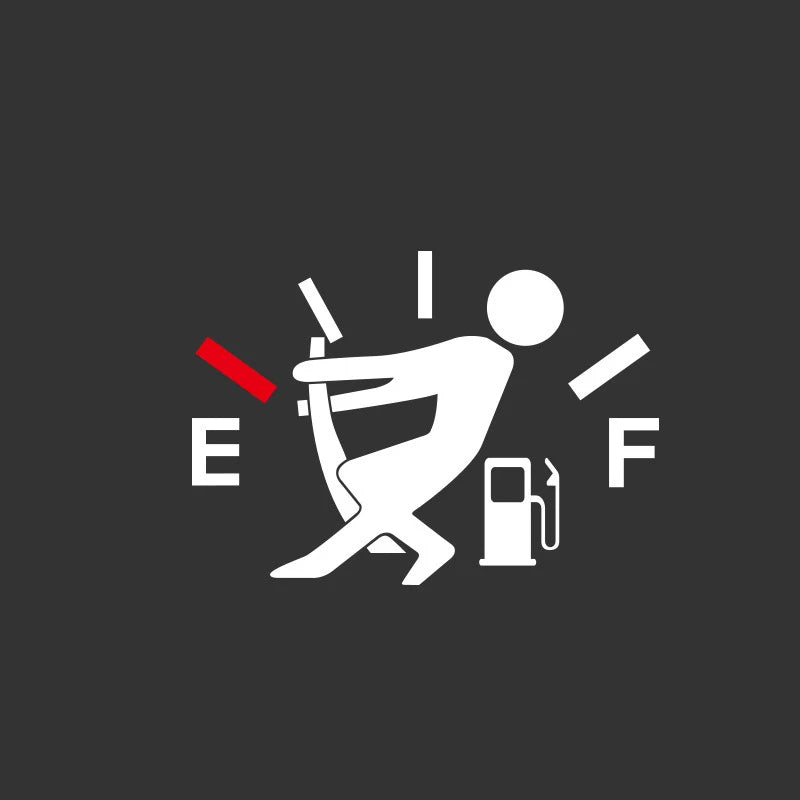 Funny Fuel Gauge Empty Car Sticker – Waterproof PET Decal Car Decal Sticker Axl White