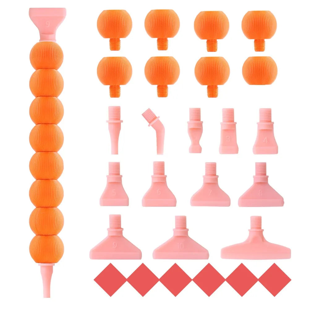5D Diamond Painting Pen Kit – 12 Pen Tips & Clay Included Diamond Painting Tool Axl Orange-12Tips
