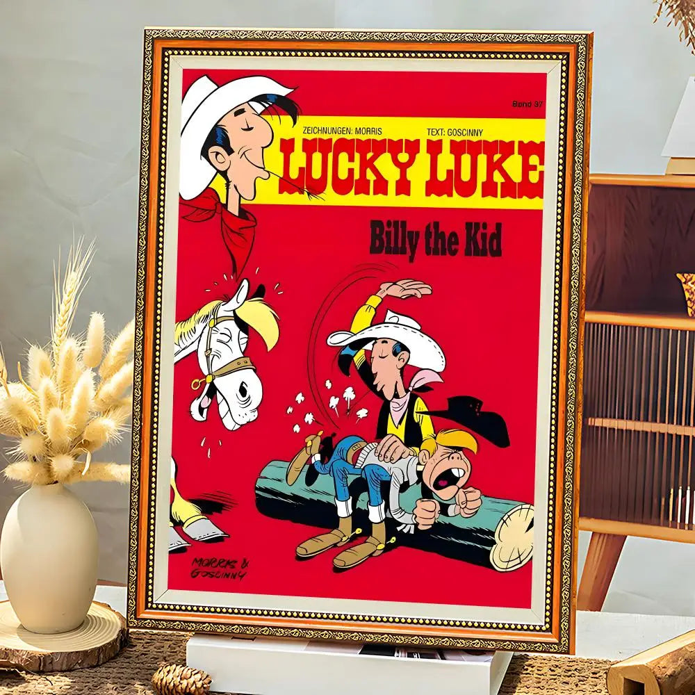 Lucky Luke Cartoon HD Poster – Self-Adhesive Waterproof Wall Art Wall Art Poster Axl White1 15X20cmNoframe