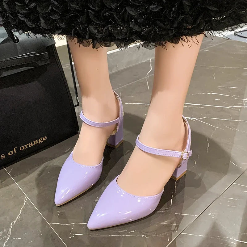 Candy Color Ankle Strap Pumps – Pointed Toe High Heels Ankle Strap Pumps Axl