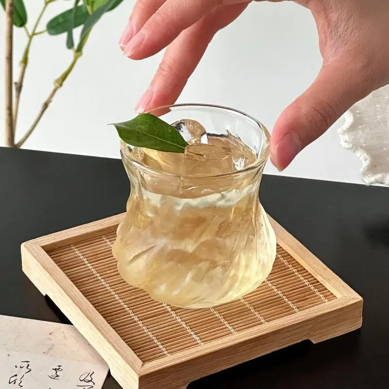Bamboo Shape Glass Cup – Large Capacity Clear Drinking Mug Glass Drinking Cup Axl