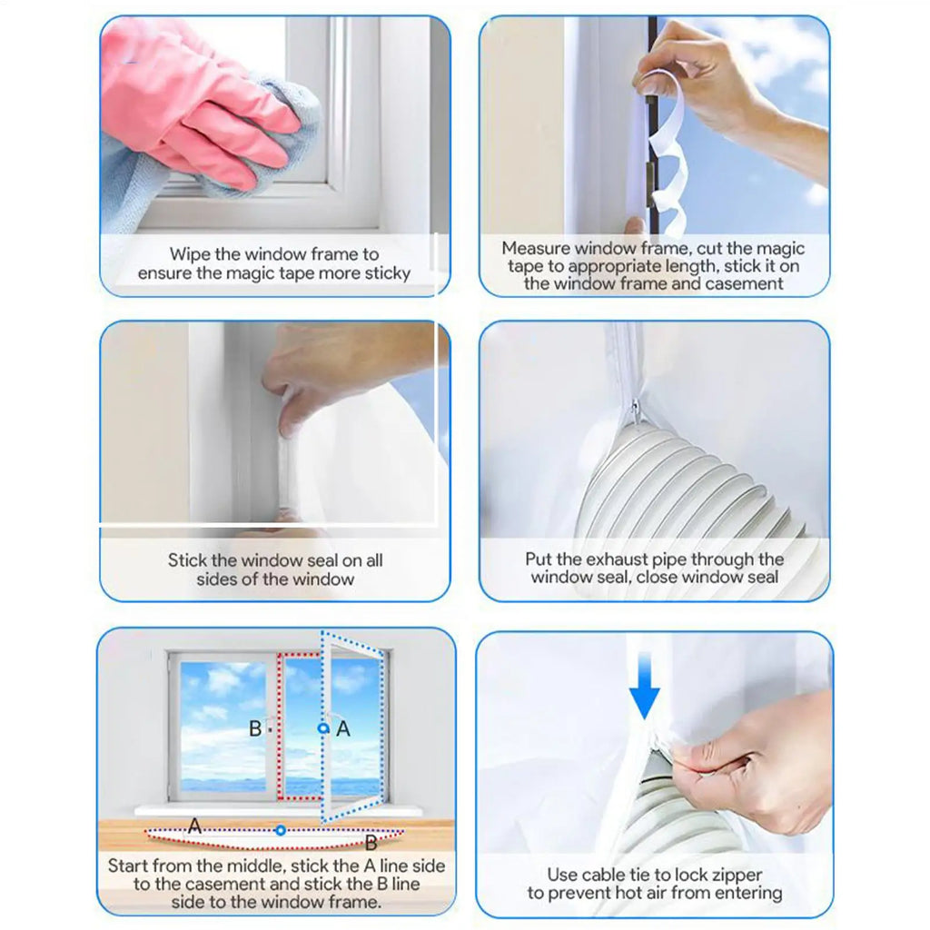 Portable AC Window Sealing Kit – Waterproof Vent Draft Guard AC Window Seal Kit Axl