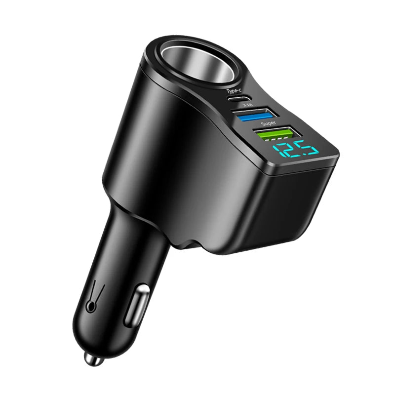 66W Dual USB Car Charger with Digital Display | 3-in-1 Car Charger Axl 1pcs