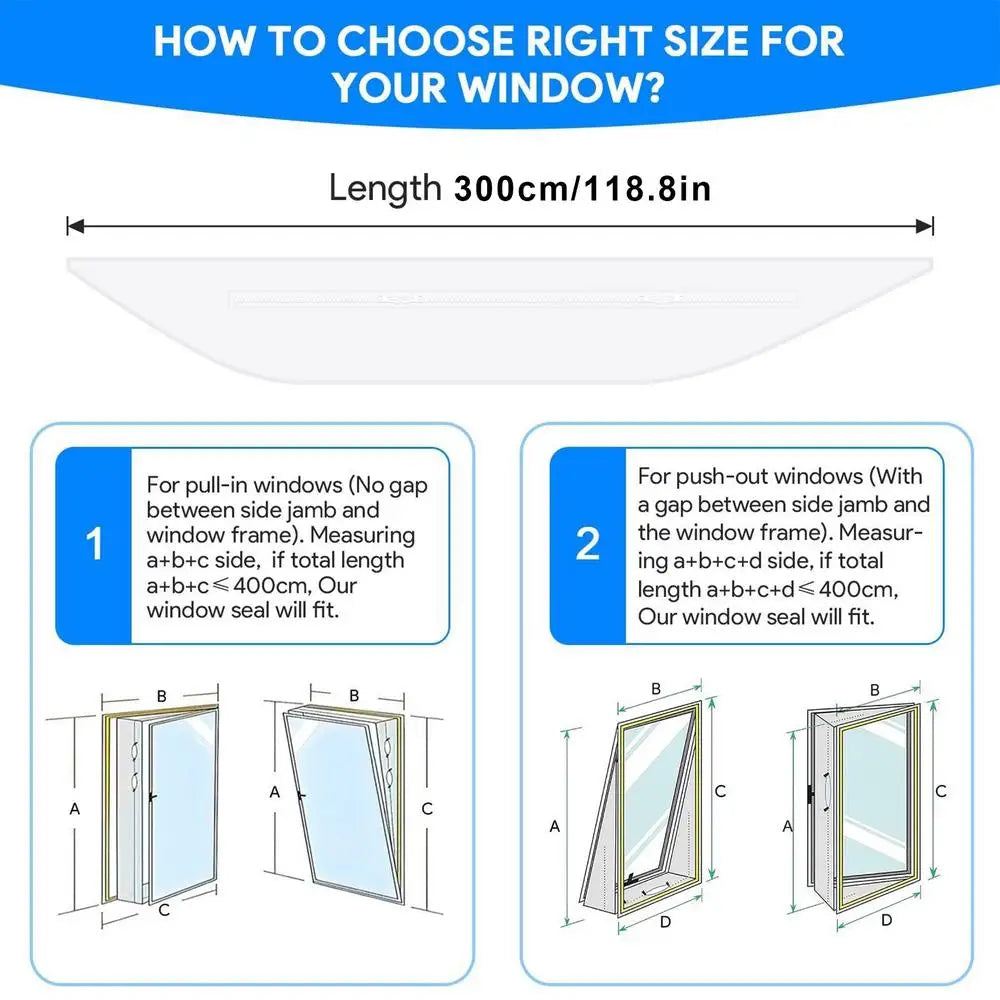 Portable AC Window Sealing Kit – Waterproof Vent Draft Guard AC Window Seal Kit Axl White