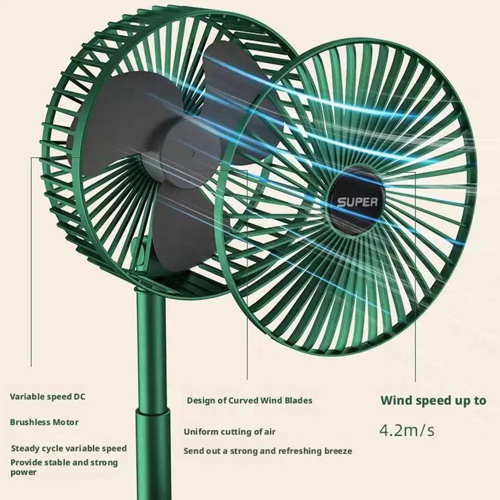 USB Rechargeable Mini Folding Stand Fan – Desk & Floor Portable Electric Fan Axl